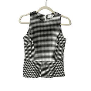 Lucy Paris Black & White Checkered Peplum Top Size S
